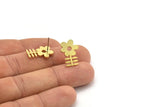 Brass Flower Earring, 8 Raw Brass Flower Shaped Stud Earrings (18x12x1mm) A3707