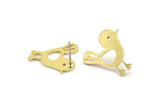 Brass Bird Earring, 8 Raw Brass Bird Stud Earrings (18x17x1mm) A3764