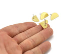 Brass Moon Earring, 8 Raw Brass Half Moon Shaped Stud Earrings, Semi Circle Earrings (10x16x0.80mm) A3731