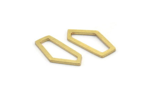 Brass Geometric Charm, 24 Raw Brass Pentagonal Charms, Earrings, Findings (19x8x1mm) A3780