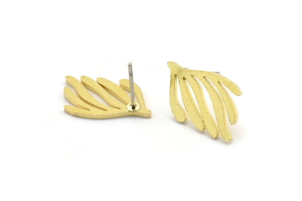 Earring Studs, 10 Raw Brass - Irregular Shaped Stud Earrings - Brass Earrings - Earrings (18x10x1mm) A3751