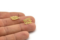 Earring Studs, 10 Raw Brass - Irregular Shaped Stud Earrings - Brass Earrings - Earrings (18x10x1mm) A3751