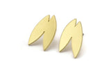 Earring Studs, 8 Raw Brass - Irregular Shaped Stud Earrings - Brass Earrings - Earrings (17x11x1mm) A3765