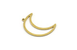 Brass Moon Charm, 12 Raw Brass Crescent Moon Charms With 1 Loop (30x10x1mm) A3772