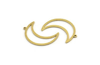 Brass Moon Charm, 12 Raw Brass Crescent Moon Charms With 1 Loop (30x10x1mm) A3772