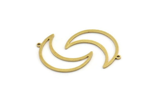 Brass Moon Charm, 12 Raw Brass Crescent Moon Charms With 1 Loop (30x10x1mm) A3772