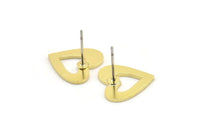 Pirinç Kalp Küpe, 8 Ham Pirinç Kalp Küpe (13x13x1mm) A3758