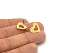 Pirinç Kalp Küpe, 8 Ham Pirinç Kalp Küpe (13x13x1mm) A3758