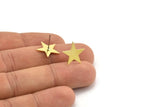 Brass Star Earring, 10 Raw Brass Star Shaped Stud Earrings (14x15x0.80mm) A3701