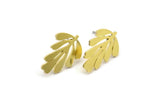 Brass Leaf Earring, 8 Raw Brass Leaf Stud Earrings, Findings (18x12x1mm) A3733