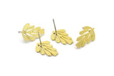 Brass Leaf Earring, 8 Raw Brass Leaf Stud Earrings, Findings (18x12x1mm) A3733