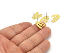 Earring Studs, 8 Raw Brass - Irregular Shaped Stud Earrings - Brass Earrings - Earrings (18x11x1mm) A3737