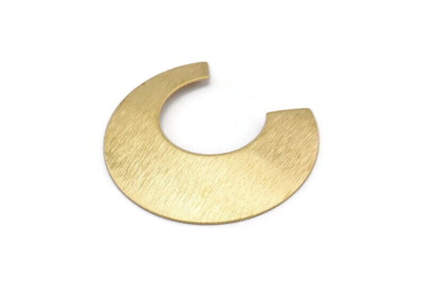 Brass Moon Charm, 8 Raw Brass Textured Crescent Connectors Without Hole, Pendants, Earrings, Findings (40x37x0.50mm) D882