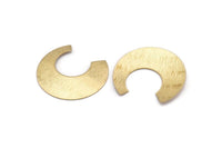 Brass Moon Charm, 8 Raw Brass Textured Crescent Connectors Without Hole, Pendants, Earrings, Findings (40x37x0.50mm) D882