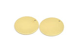 Brass Round Charms, 4 Raw Brass Round Charms With 1 Hole, Pendants, Earring Findings (26x1mm) A3047