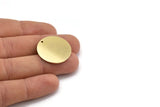 Brass Round Charms, 4 Raw Brass Round Charms With 1 Hole, Pendants, Earring Findings (26x1mm) A3047
