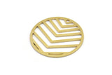 Brass Round Charm, 4 Raw Brass Chevron Charms With 1 Hole (35x1mm) A3053