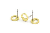 Brass Round Earring, 12 Raw Brass Tiny Round Shaped Stud Earrings (8x1mm) A3786