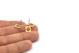 Brass Square Earring, 12 Raw Brass Square Shaped Stud Earrings (12x9x1mm) A3794