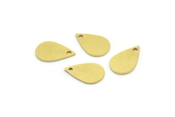 Brass Drop Charm, 24 Raw Brass Drop Charms With 1 Hole, Earrings, Findings (14x9x0.80mm) A3771