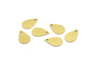 Brass Drop Charm, 24 Raw Brass Drop Charms With 1 Hole, Earrings, Findings (14x9x0.80mm) A3771