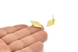 Brass Diamond Earring, 8 Raw Brass Diamond Shaped Stud Earrings (21x11x1mm) A3785