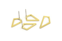 Brass Diamond Earring, 8 Raw Brass Diamond Shaped Stud Earrings (17x12x1mm) A3787