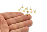 Brass Star Earring, 12 Raw Brass Star Stud Earrings (7x1mm) A3795