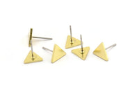 Brass Triangle Earring, 10 Raw Brass Triangle Stud Earrings (8x1mm) A3791