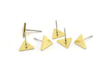 Brass Triangle Earring, 10 Raw Brass Triangle Stud Earrings (8x1mm) A3791