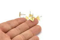 Brass Triangle Earring, 10 Raw Brass Triangle Stud Earrings (8x1mm) A3791
