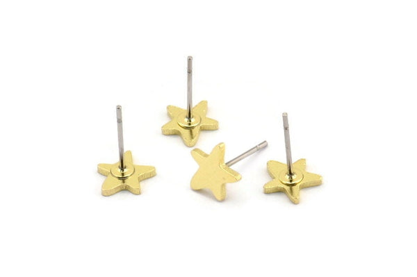 Pirinç Yıldız Küpe, 12 Ham Pirinç Yıldız Küpe (8x1mm) A3804
