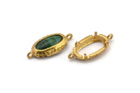 Brass Oval Setting, 6 Raw Brass Oval Settings With 2 Loops and 1 Pad Setting (23x11x5.5mm) E202