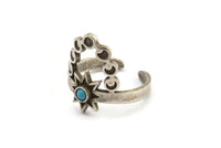 Silver Ring Settings, Antique Silver Plated Brass Moon Phases Shaped Ring With 1 Stone Setting - Pad Size 3mm N0571 H1600