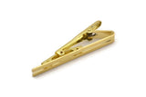 Brass Tie Clip, 4 Raw Brass Tie Bar Clip, Wedding Gift (55mm) A3806
