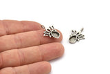 Gümüş Çiçek Tılsımı, 1 Döngülü 4 Antik Gümüş Kaplama Pirinç Lotus Çiçeği Tılsımı - Ped Boyutu 6x8mm (21x17mm) N2073 H1513