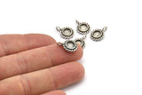 Gümüş Yuvarlak Charm, 1 Döngülü 4 Antik Gümüş Kaplama Pirinç Yuvarlak Charm - Ped Boyutu 6 mm (15x11 mm) N2067 H1516