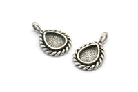 Gümüş Damla Charm, 1 Döngülü 4 Antik Gümüş Kaplama Pirinç Damla Charm - Ped Boyutu 6x8mm (15x11mm) N2068 H1514