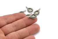 Gümüş Damla Charm, 1 Döngülü 4 Antik Gümüş Kaplama Pirinç Damla Charm - Ped Boyutu 6x8mm (15x11mm) N2068 H1514