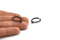 Black Ring Settings, 4 Oxidized Black Brass Round Ring With 1 Stone Setting - Pad Size 2mm N1759 H0901