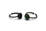 Black Ring Settings, 2 Oxidized Black Brass Round Ring With 1 Stone Setting - Pad Size 8mm N1765 S1201