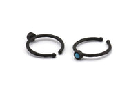 Black Ring Settings, 4 Oxidized Black Brass Round Ring With 1 Stone Setting - Pad Size 3mm N1760 H0826