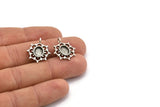 Gümüş Çiçek Tılsımı, 1 Halkalı 4 Antik Gümüş Kaplamalı Pirinç Çiçek Tılsımı - Ped Boyutu 6x8mm (21x17mm) N2076 H1473