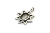 Gümüş Yıldız Charm, 1 Döngülü 4 Antik Gümüş Kaplamalı Pirinç Yıldız Charm - Ped Boyutu 6x8mm (21x17mm) N2070 H1469