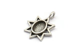 Gümüş Yıldız Charm, 1 Döngülü 4 Antik Gümüş Kaplamalı Pirinç Yıldız Charm - Ped Boyutu 6x8mm (21x17mm) N2070 H1469