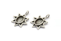 Gümüş Yıldız Charm, 1 Döngülü 4 Antik Gümüş Kaplamalı Pirinç Yıldız Charm - Ped Boyutu 6x8mm (21x17mm) N2070 H1469