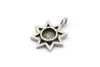 Gümüş Yıldız Charm, 1 Halkalı 4 Antik Gümüş Kaplamalı Pirinç Yıldız Charm - Ped Boyutu 6 mm (21x17 mm) N2071 H1472