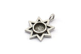 Gümüş Yıldız Charm, 1 Halkalı 4 Antik Gümüş Kaplamalı Pirinç Yıldız Charm - Ped Boyutu 6 mm (21x17 mm) N2071 H1472