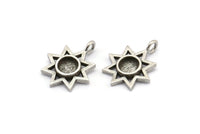 Silver Star Charm, 4 Antique Silver Plated Brass Star Charms With 1 Loop - Pad Size 6mm (21x17mm) N2071 H1472