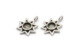 Gümüş Yıldız Charm, 1 Halkalı 4 Antik Gümüş Kaplamalı Pirinç Yıldız Charm - Ped Boyutu 6 mm (21x17 mm) N2071 H1472